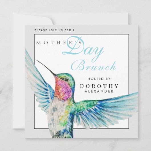 Classic Hummingbird Moederdag Brunch Uitnodiging (Voorkant)