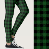 Classic hunter green black buffalo plaid patterned leggings