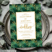 Classic Hunter Green Gold Eucalyptus Wedding  Kaart