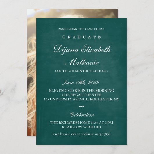 Classic I Groen Afstuderen Kaart (Voorkant / Achterkant)