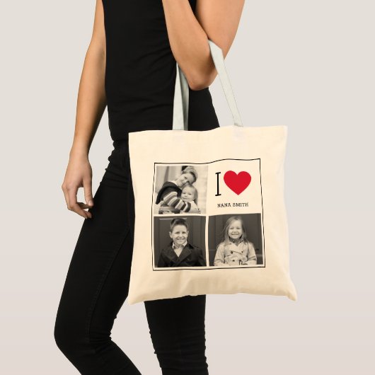 Classic I Heart Photo Collage Custom Canvas tas (Voorkant (product))
