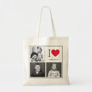 Classic I Heart Photo Collage Custom Canvas tas