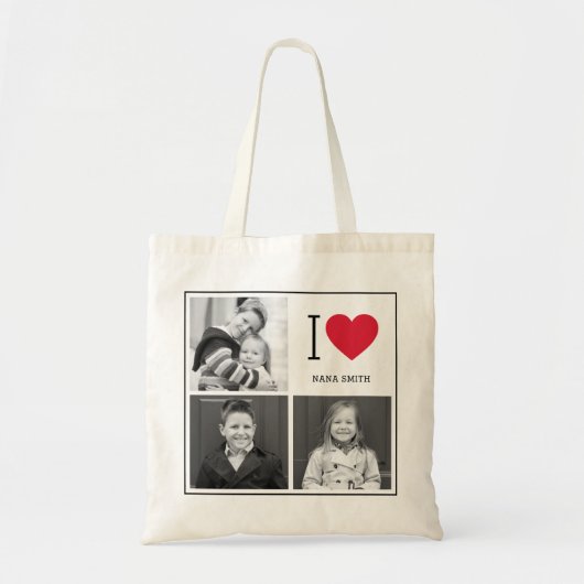Classic I Heart Photo Collage Custom Canvas tas (Voorkant)
