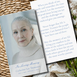 Classic In Loving Memory Photo Prayer Cards Visitekaartje