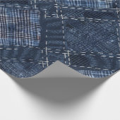 Classic Indigo Diamond Stitch Denim Pattern Cadeaupapier (Hoek)