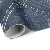 Classic Indigo Diamond Stitch Denim Pattern Cadeaupapier (Rol Hoek)