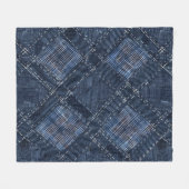 Classic Indigo Diamond Stitch Denim Pattern Fleece Deken (Voorkant (Horizontaal))