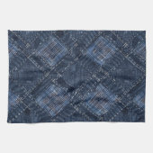 Classic Indigo Diamond Stitch Denim Pattern Theedoek (Horizontaal)