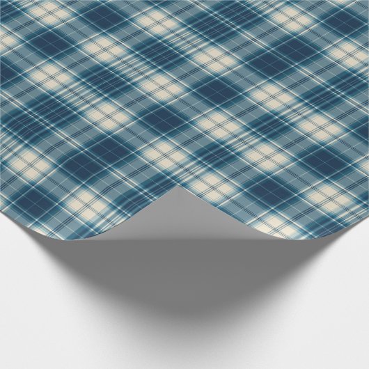 Classic Indigo Plaid Wrap Cadeaupapier (Hoek)