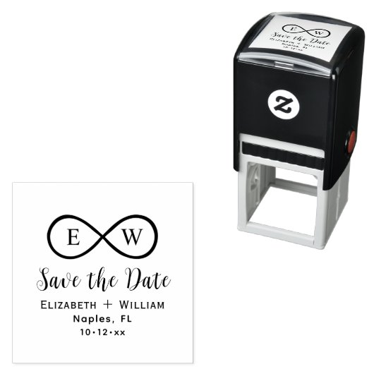 Classic Infinity Monogram Wedding Save the Date Zelfinktende Stempel (In situ)