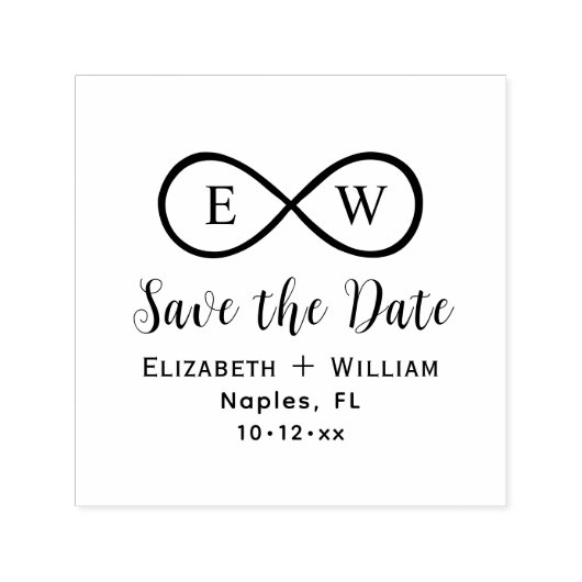 Classic Infinity Monogram Wedding Save the Date Zelfinktende Stempel (Design)