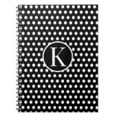 Classic initiaal letter Polka Dots Zwart Notitieboek (Voorkant)