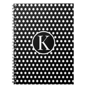 Classic initiaal letter Polka Dots Zwart Notitieboek