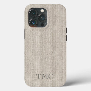 Classic INITIALEN Luxe Natuurlijke Linnen Fabric T Case-Mate iPhone Case