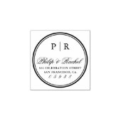 Classic Initialen Ronde Bruiloft Retouradres Rubberstempel (Afrduk)