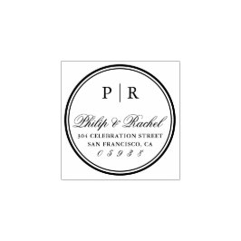 Classic Initialen Ronde Bruiloft Retouradres Rubberstempel