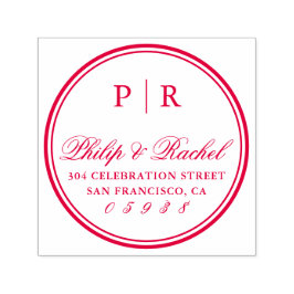 Classic Initialen Ronde Bruiloft Retouradres Zelfinktende Stempel