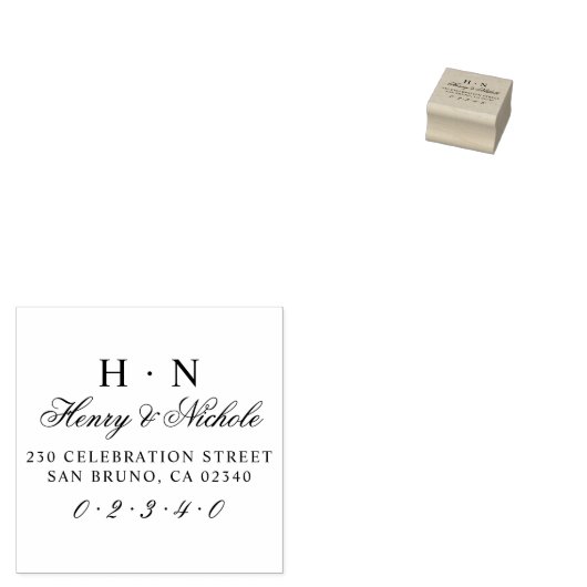 Classic Initialen Trouwnamen & Retouradres Rubberstempel (Gestempeld)