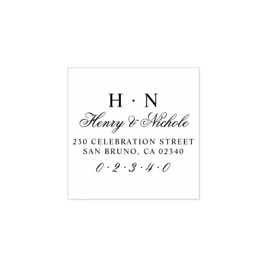 Classic Initialen Trouwnamen & Retouradres Rubberstempel (Afrduk)