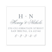 Classic Initialen Trouwnamen & Retouradres Zelfinktende Stempel (Design)