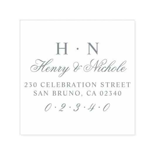 Classic Initialen Trouwnamen & Retouradres Zelfinktende Stempel (Design)