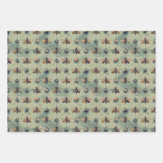 Classic Insects Pattern Inpakpapier Vel (Voorkant 3)