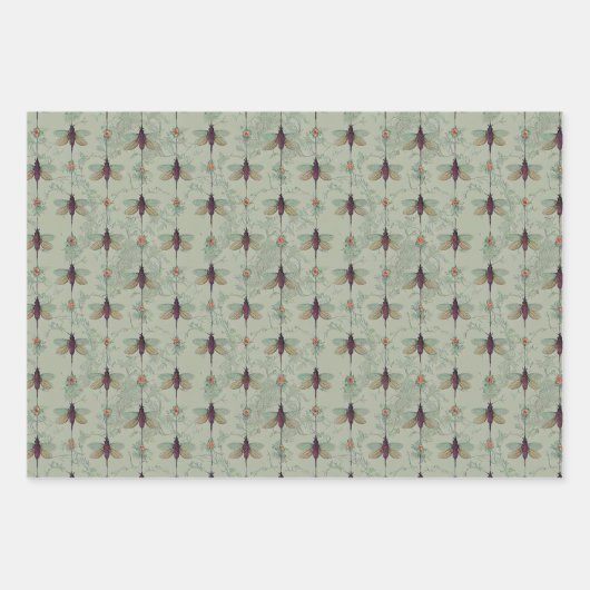 Classic Insects Pattern Inpakpapier Vel (Voorkant)