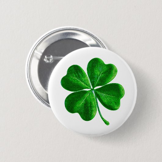 Classic Irish four leaf Clover Ronde Button 5,7 Cm (Voorkant /achterkant)
