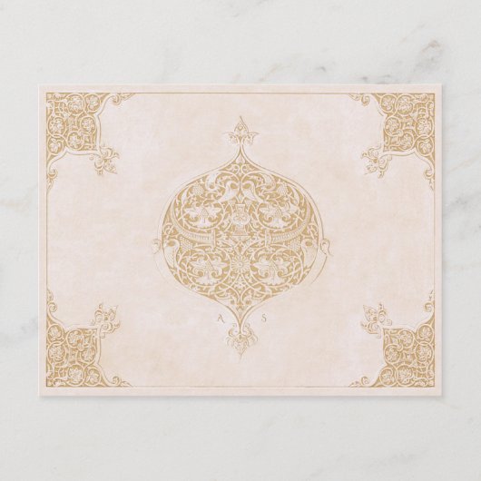 Classic Islamitisch Bloemen Bruiloft Informatie Ka Informatiekaartje (Achterkant)