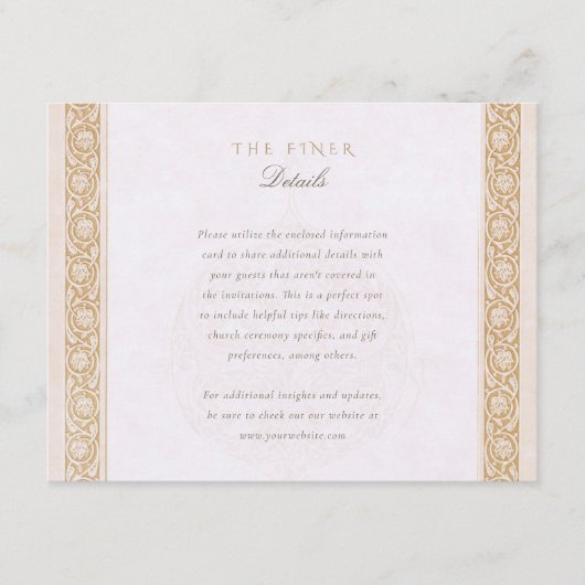 Classic Islamitisch Bloemen Bruiloft Informatie Ka Informatiekaartje (Voorkant)