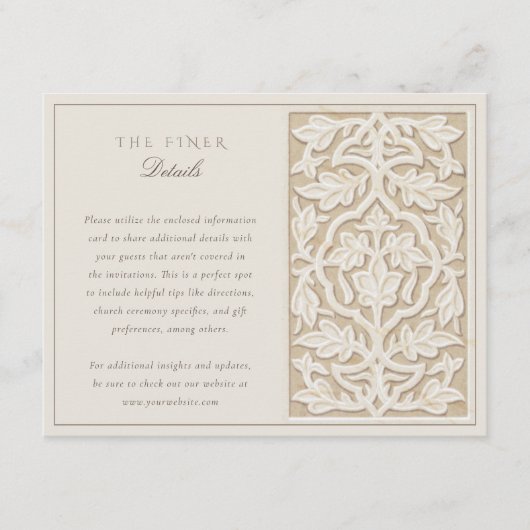 Classic Islamitisch Bloemen Bruiloft Informatie Ka Informatiekaartje (Voorkant)