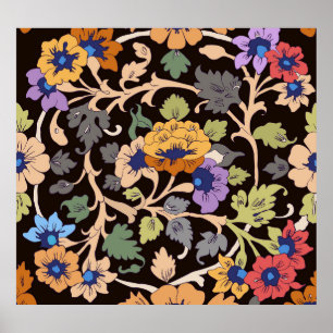 Classic Islamitisch: Bloemen naadloos Ornament Poster
