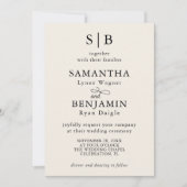 Classic Ivoor Monogram Initialen Bruiloft Kaart (Voorkant)