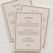 Classic Ivory and Burgundy Wedding Details Informatiekaartje