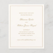 Classic Ivory and Gold Budget Wedding Save Date (Voorkant)