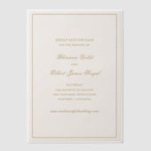 Classic Ivory and Gold Wedding Save the Date Vellum Uitnodigingen (Voorkant)