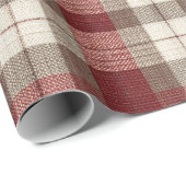 Classic Ivory Brown Rust Red Plaid Pattern Cadeaupapier (Rol Hoek)