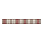 Classic Ivory Brown Rust Red Plaid Pattern Grosgrain Lint (Voorkant)
