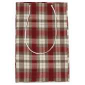 Classic Ivory Brown Rust Red Plaid Pattern Medium Cadeauzakje (Voorkant)
