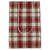 Classic Ivory Brown Rust Red Plaid Pattern Medium Cadeauzakje (Achterkant)