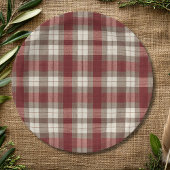 Classic Ivory Brown Rust Red Plaid Pattern Papieren Bordje