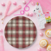 Classic Ivory Brown Rust Red Plaid Pattern Papieren Bordje (Feest)
