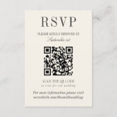 Classic Ivory Damask Rococo Pattern Wedding QR RSVP Kaartje (Voorkant)
