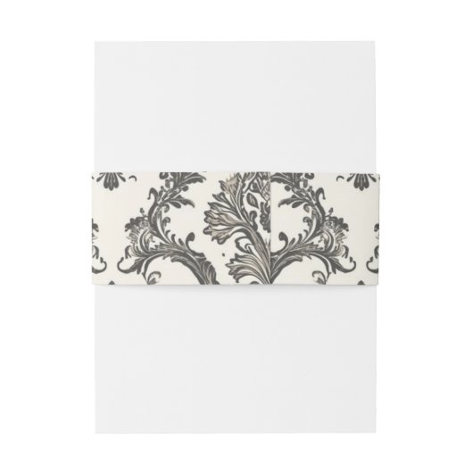 Classic Ivory Damask Rococo Pattern Wedding Uitnodigingen Wikkel (Achterkant Voorbeeld)