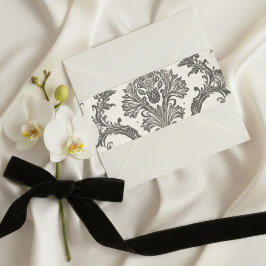 Classic Ivory Damask Rococo Pattern Wedding Uitnodigingen Wikkel