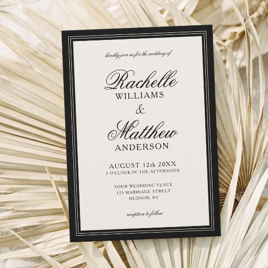 Classic Ivory Old Money Wedding Kaart