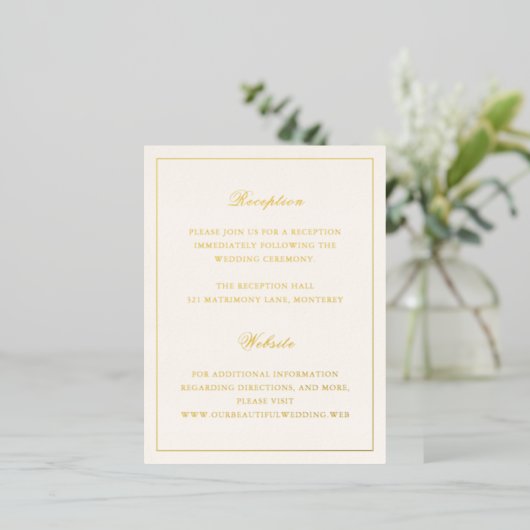Classic Ivory Timeless Wedding Foil Enclosure Card Folie Uitnodiging Briefkaart (Staand Voorkant)