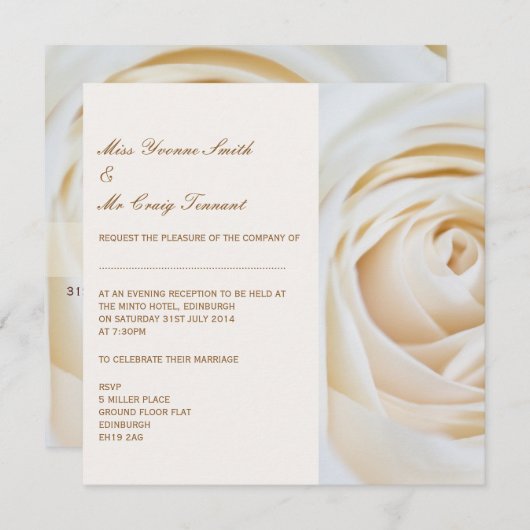 Classic Ivory White Wedding Evening Reception Kaart (Voorkant / Achterkant)
