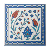 Classic Iznik Floral Keramische Tegel in Blauw & R Tegeltje (Voorkant)