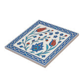 Classic Iznik Floral Keramische Tegel in Blauw & R Tegeltje (Zijkant)